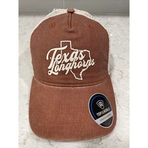 UT TEXAS LONGHORNS Adjustable Soft Mesh Trucker Hat Cap Washed Orange & Beige